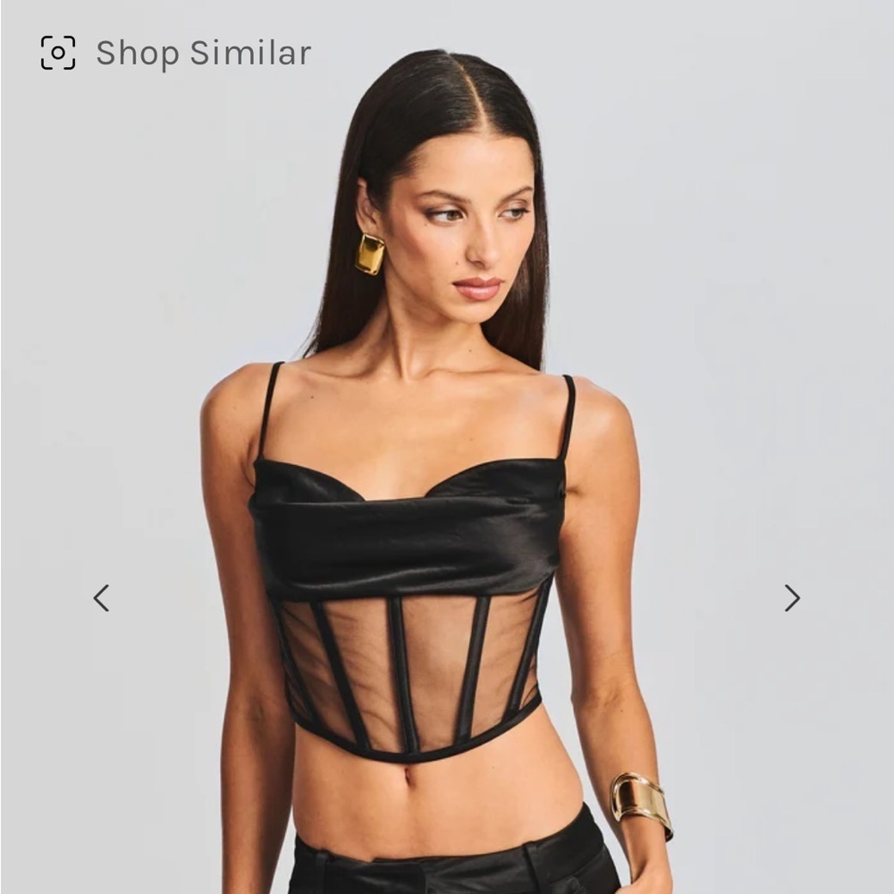 NWT Retrofete HOLLY TOP sold Out Black Sheer Satin zip Up clubbing top